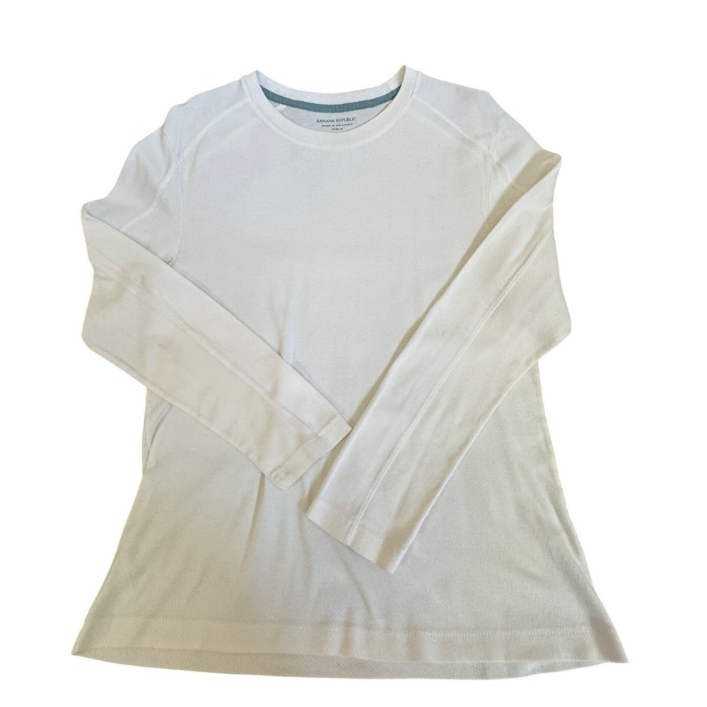 Banana Republic Mens Long Sleeve Waffle Knit Thermal Shirt Cream Off White M